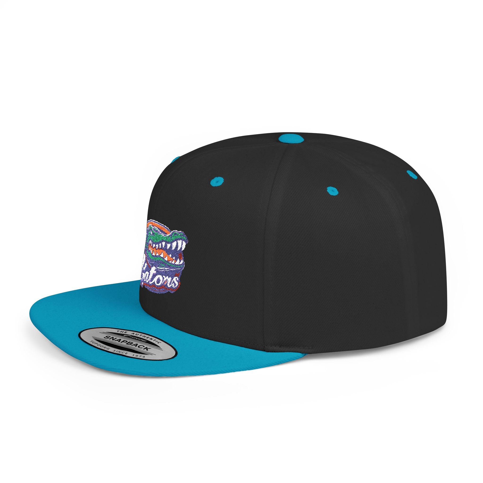 Florida Gators White Flat Bill Snapback Hat with Colorful Gator Logo