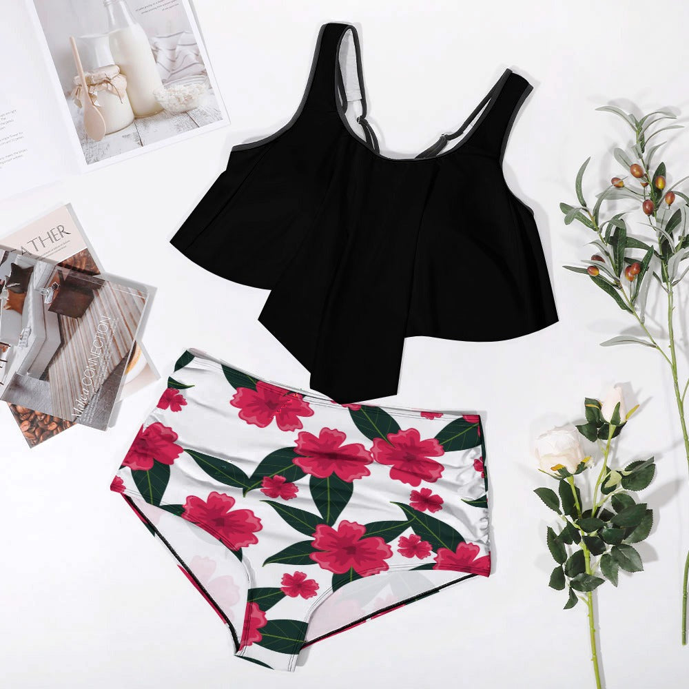 NDO-Plus Size Large Flower Bottom Bikini Swimsuit