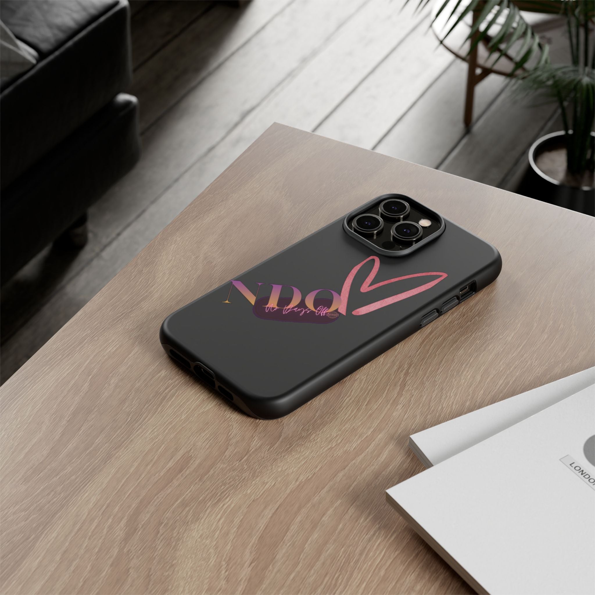 NDO Heart Phone Case – Slim Tough Protective iPhone Cover with Pink Heart Design