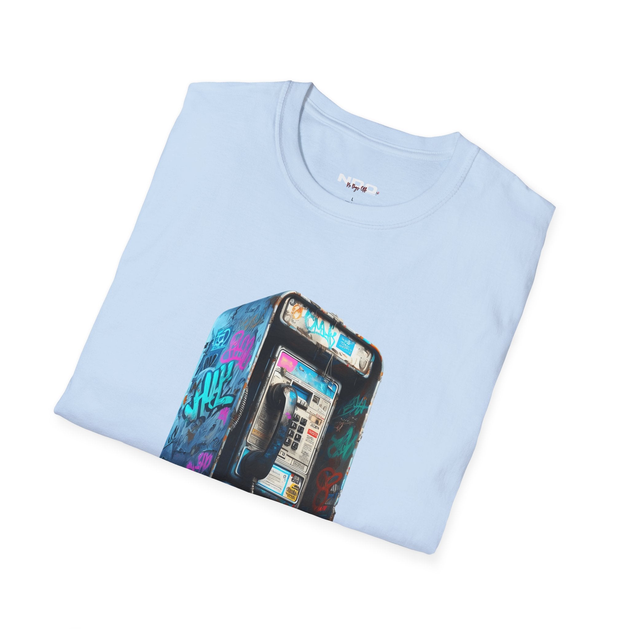 Gen X Retro Payphone Tee — Vintage Graffiti Phone Graphic T-Shirt