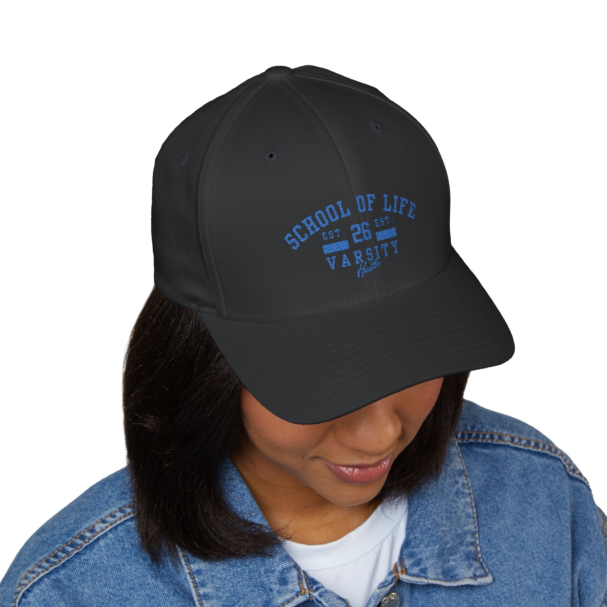 School of Life Varsity Cap — Embroidered Closed-Back Baseball Hat