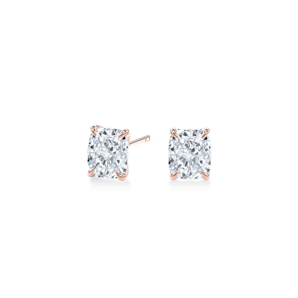 Dia Solitaire Single Stud Earring Cushion•Rose Gold
