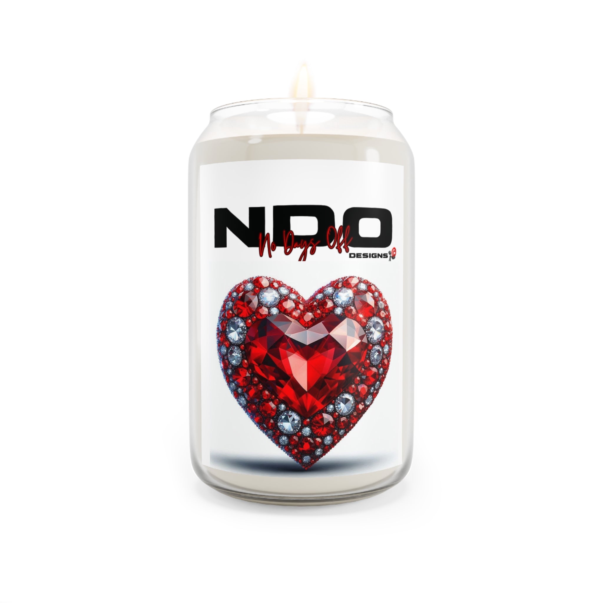 NDO Scented Soy Candle — Red Jeweled Heart Design (13.75 oz)
