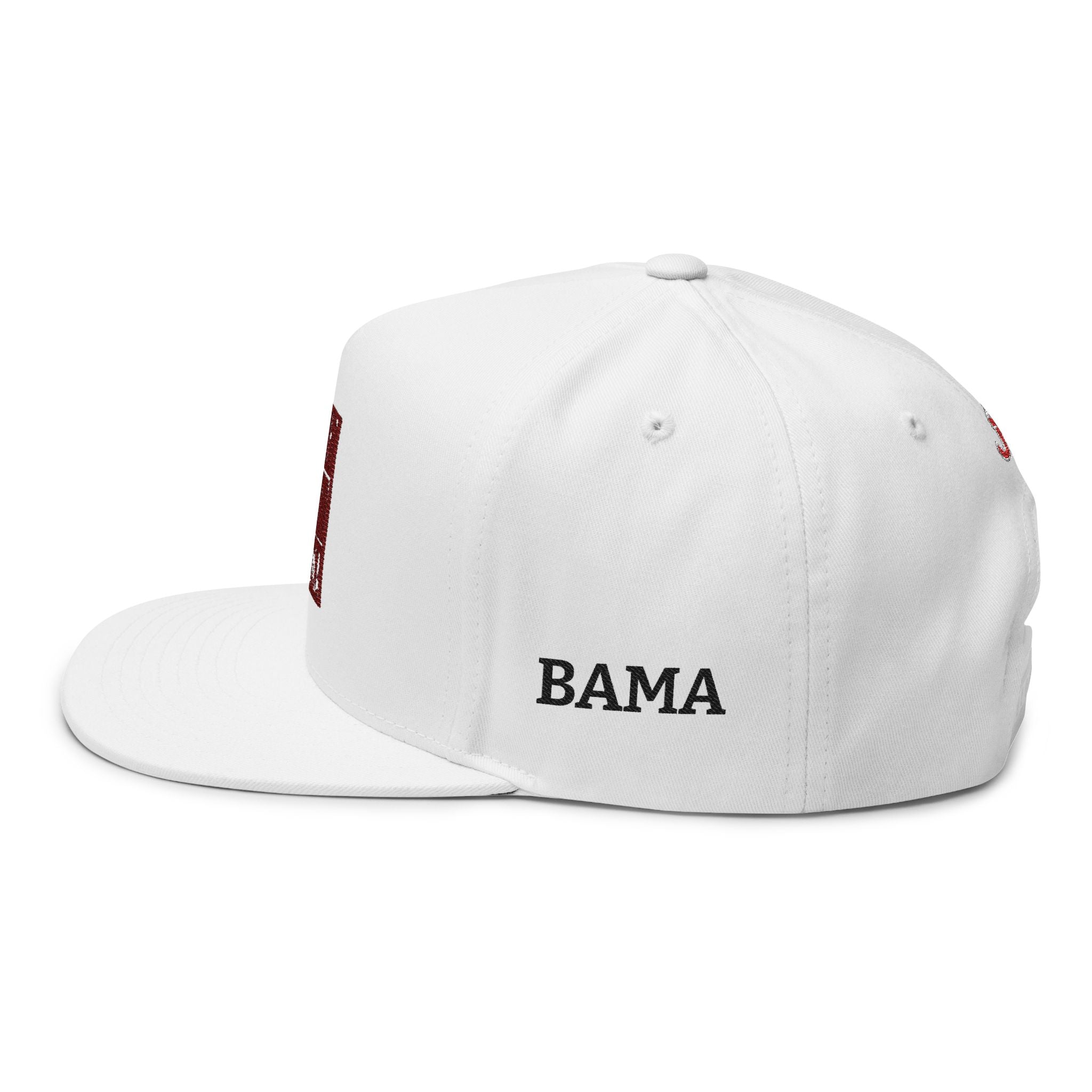 Embroidered Flat Bill Cap — "Straight Outta Bama" Crimson Snapback