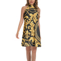 Tie Back Halter Neck Flared Dress