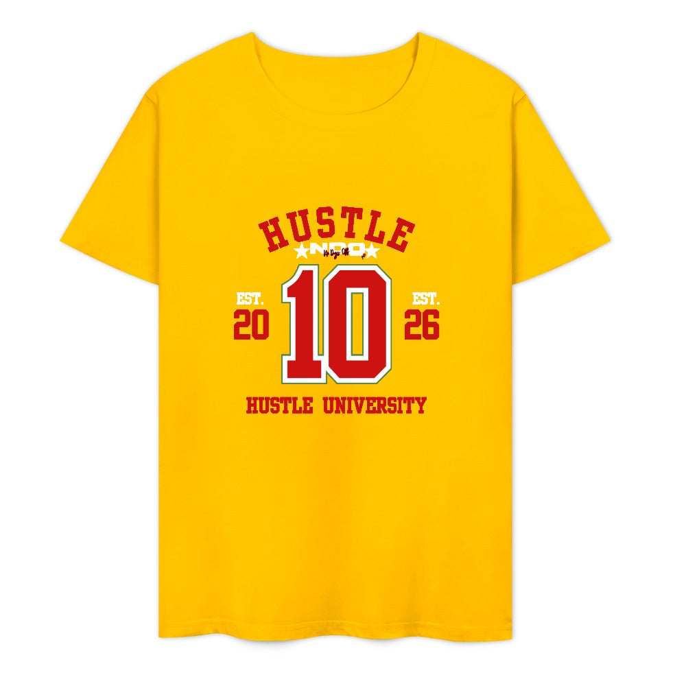 NDO Red Hustle University New  Pure cotton short sleeved T-shirt