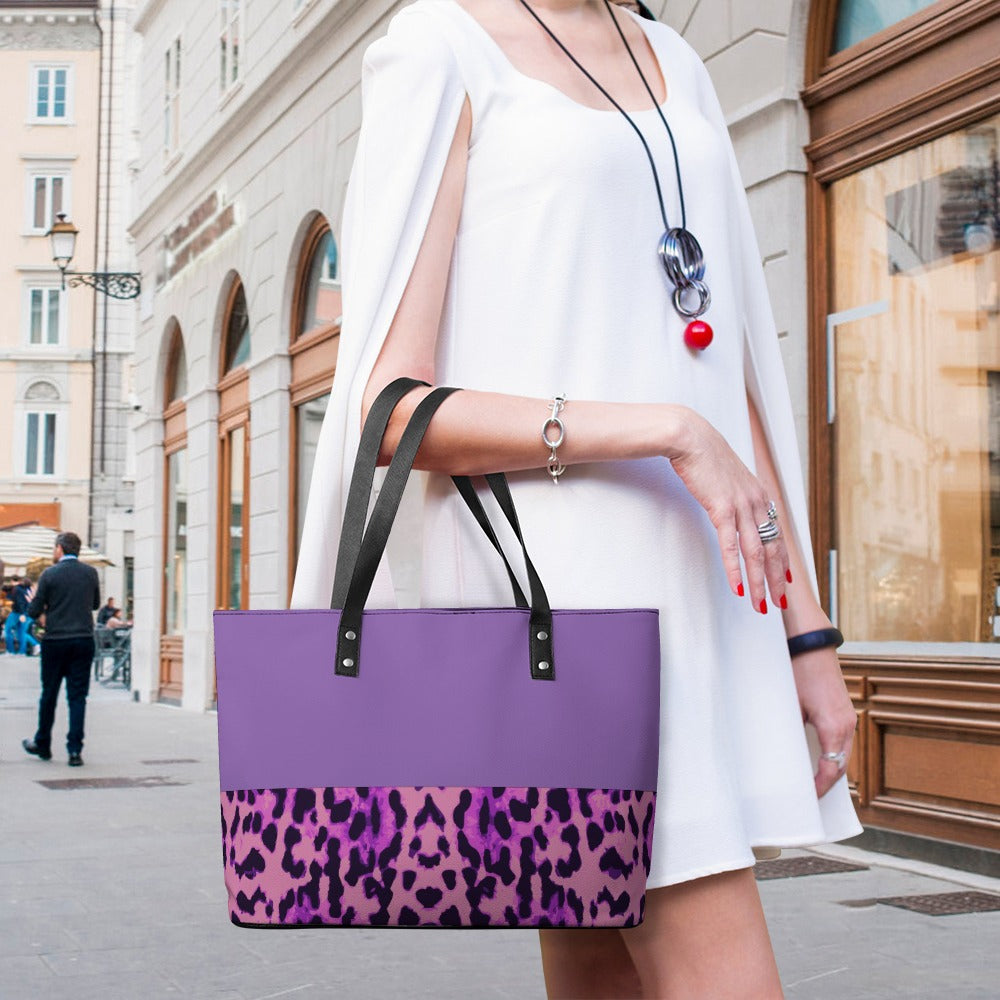 NDO Designs Purple Leopard Designer Leather Handbag