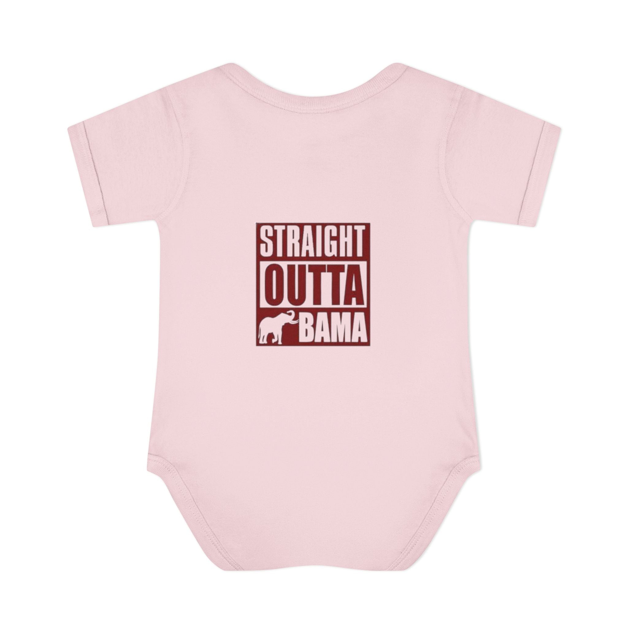 Straight Outta Bama Infant Bodysuit — Alabama Baby Onesie (Crimson Elephant Design)
