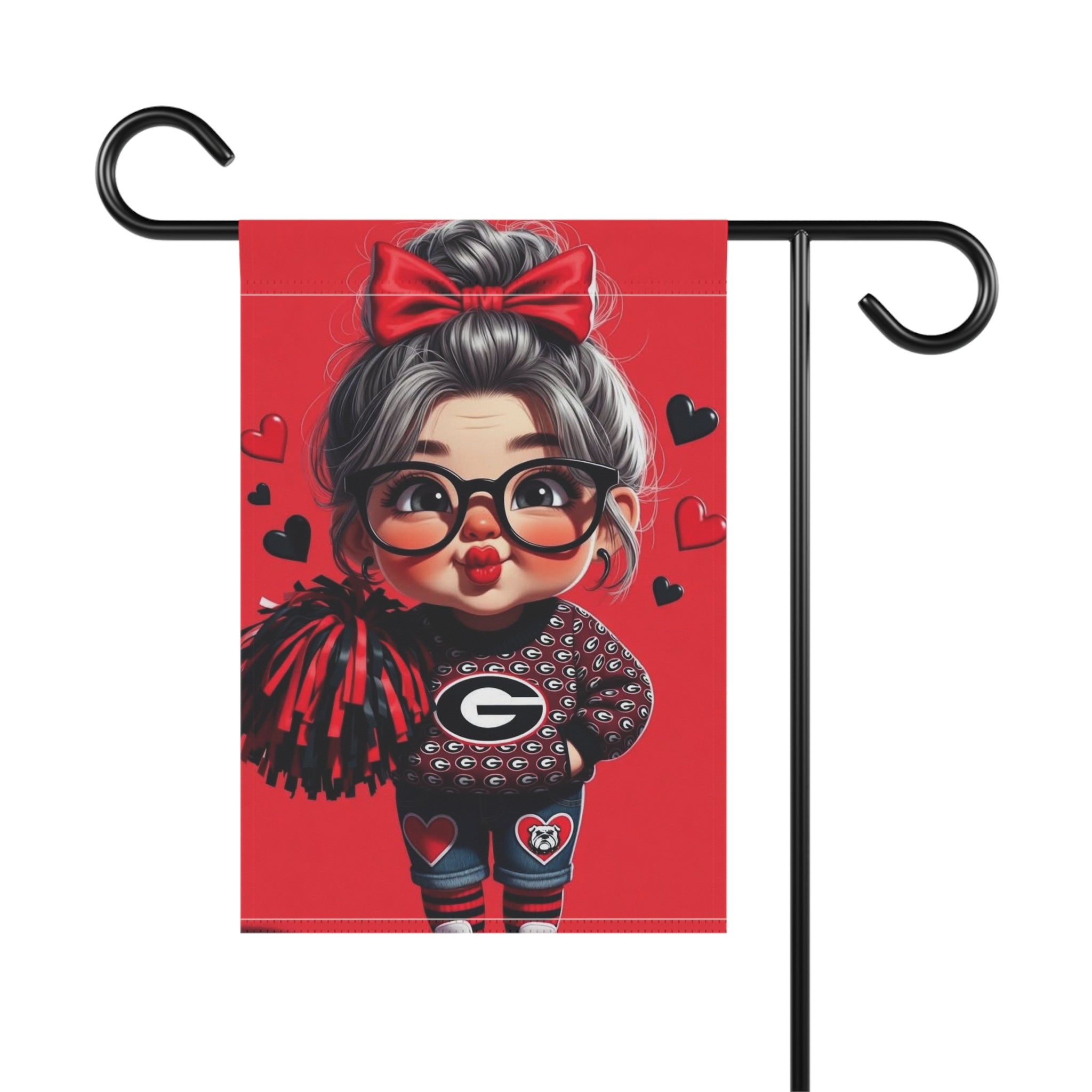 Georgia Bulldogs Garden Flag — Cute Cheerleader Granny Yard Banner