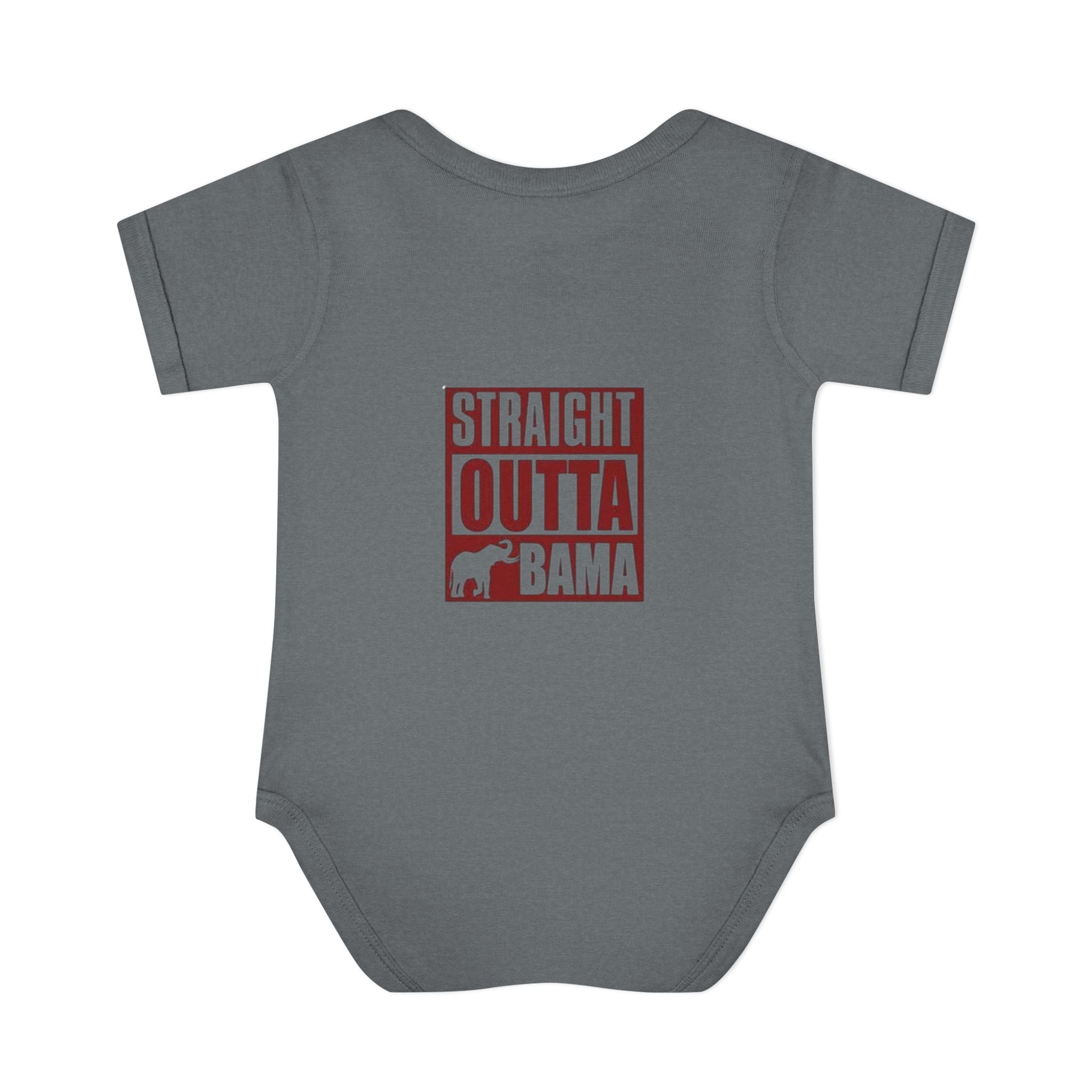 Straight Outta Bama Infant Bodysuit — Alabama Baby Onesie (Crimson Elephant Design)