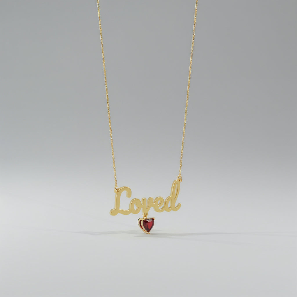 Customize this 18k Gold Plated Heart Birthstone Name Necklace SN001G