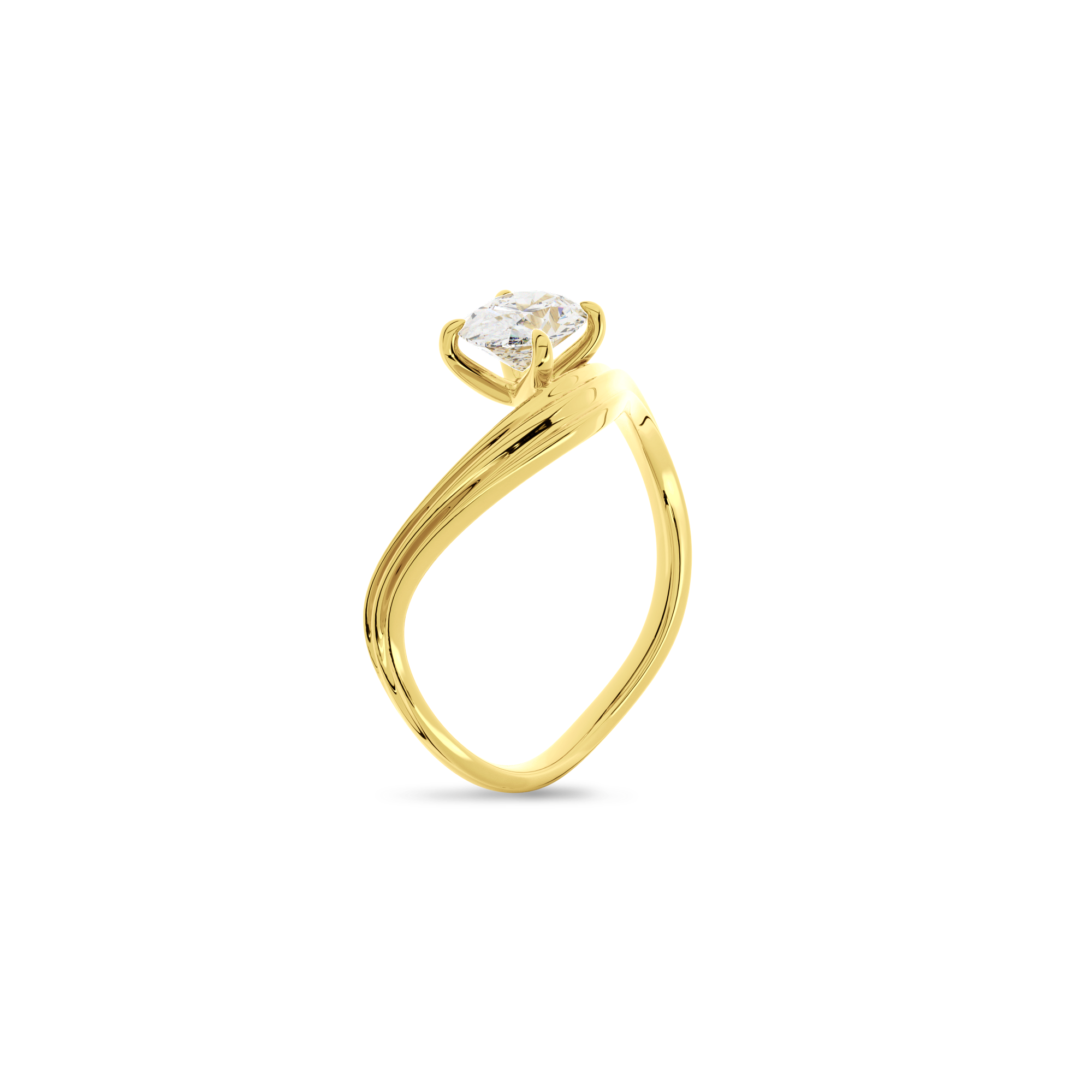 Oval  Luna Curve Ring in Yellow Gold