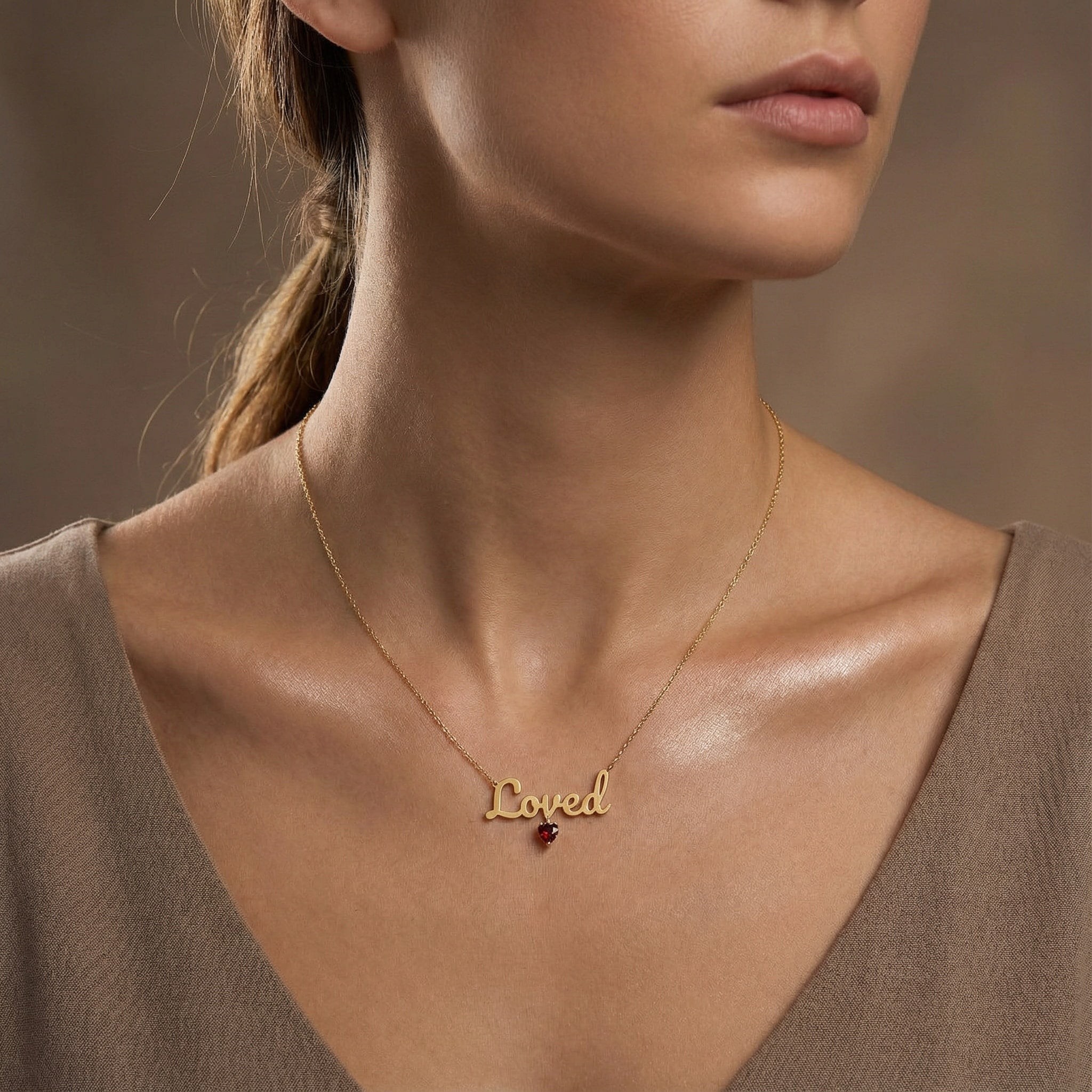 Customize this 18k Gold Plated Heart Birthstone Name Necklace SN001G