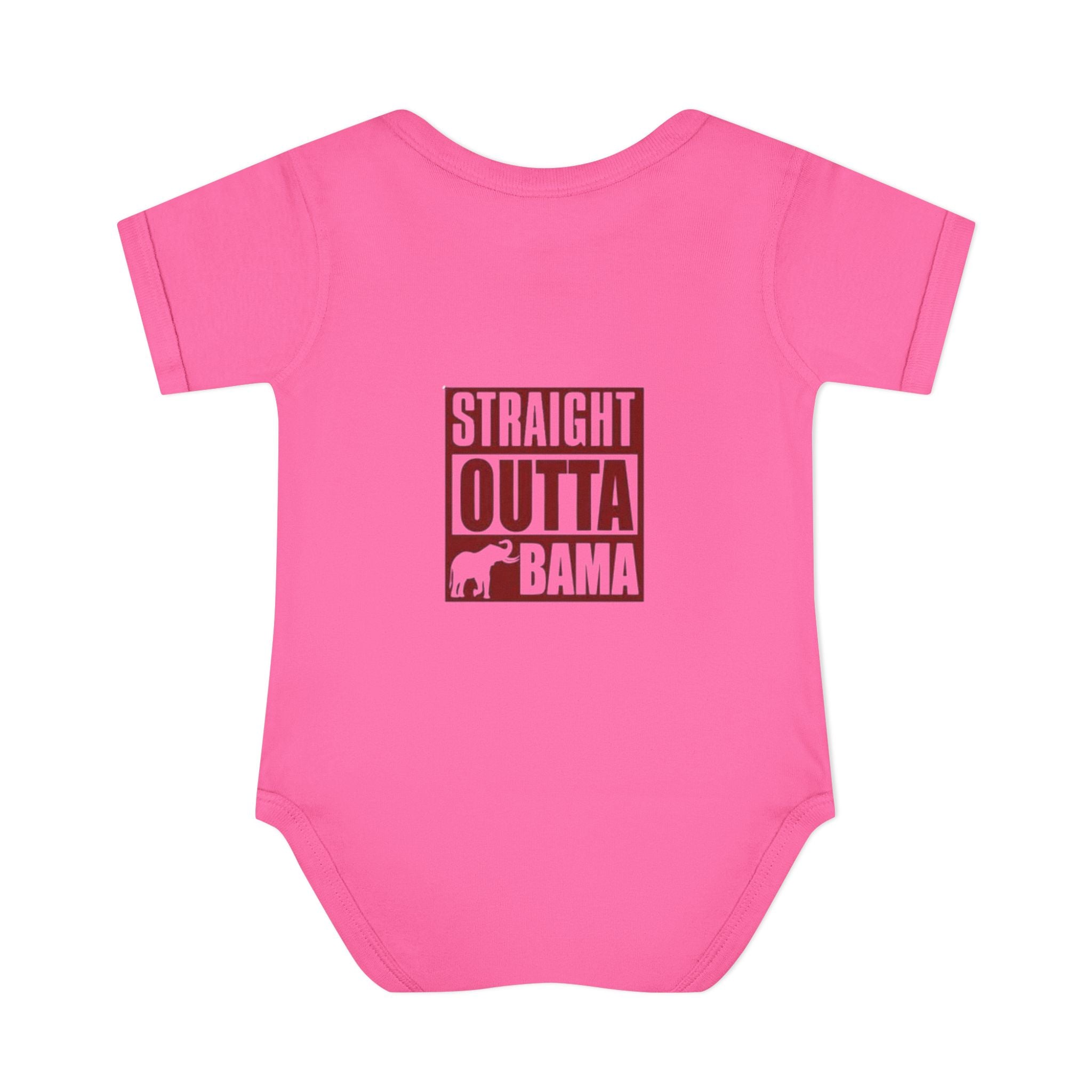Straight Outta Bama Infant Bodysuit — Alabama Baby Onesie (Crimson Elephant Design)