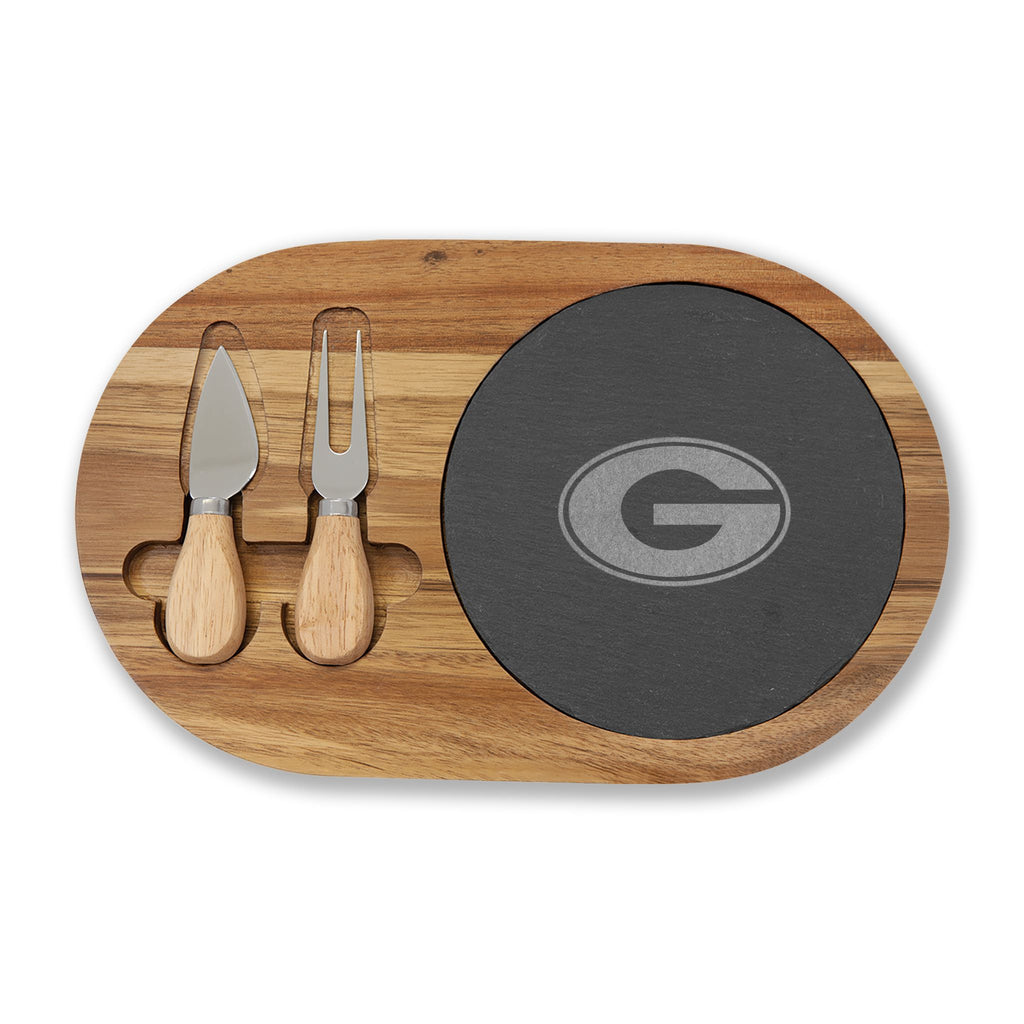 GA Bulldogs Charcuterie Board with Slate Insert & Cheese Tools — Personalized Game Day Serving Platter