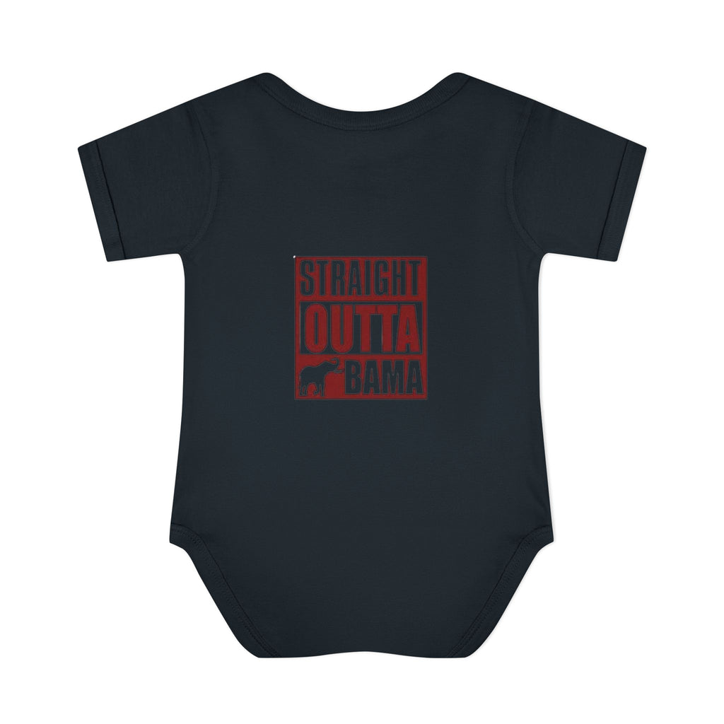 Straight Outta Bama Infant Bodysuit — Alabama Baby Onesie (Crimson Elephant Design)