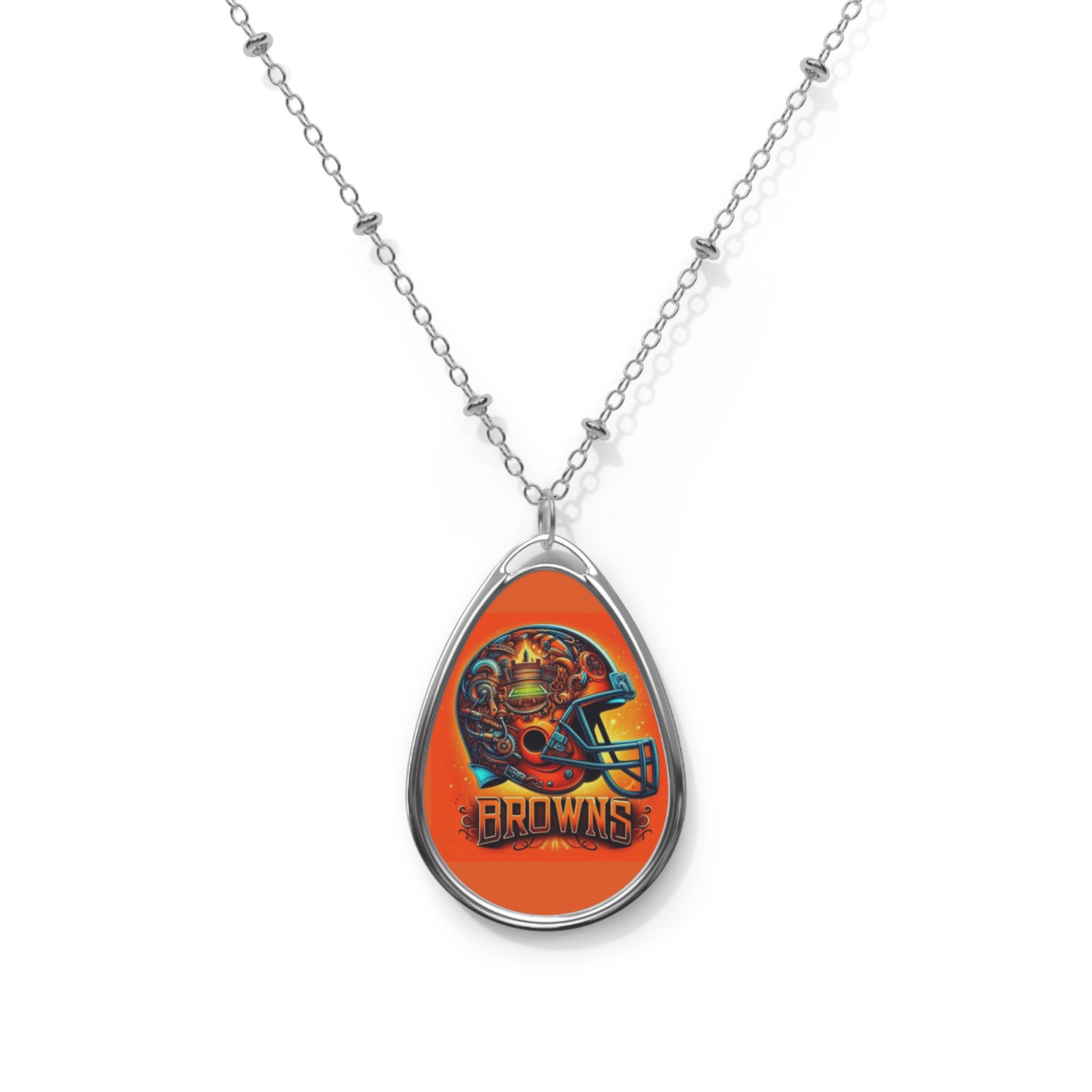 Cleveland Browns Oval Pendant Necklace — Team Logo Football Jewelry