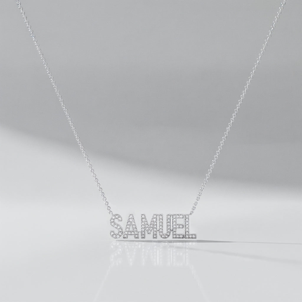 SAMUEL Rhodium Plated Silver Signature name necklace AW24N002R