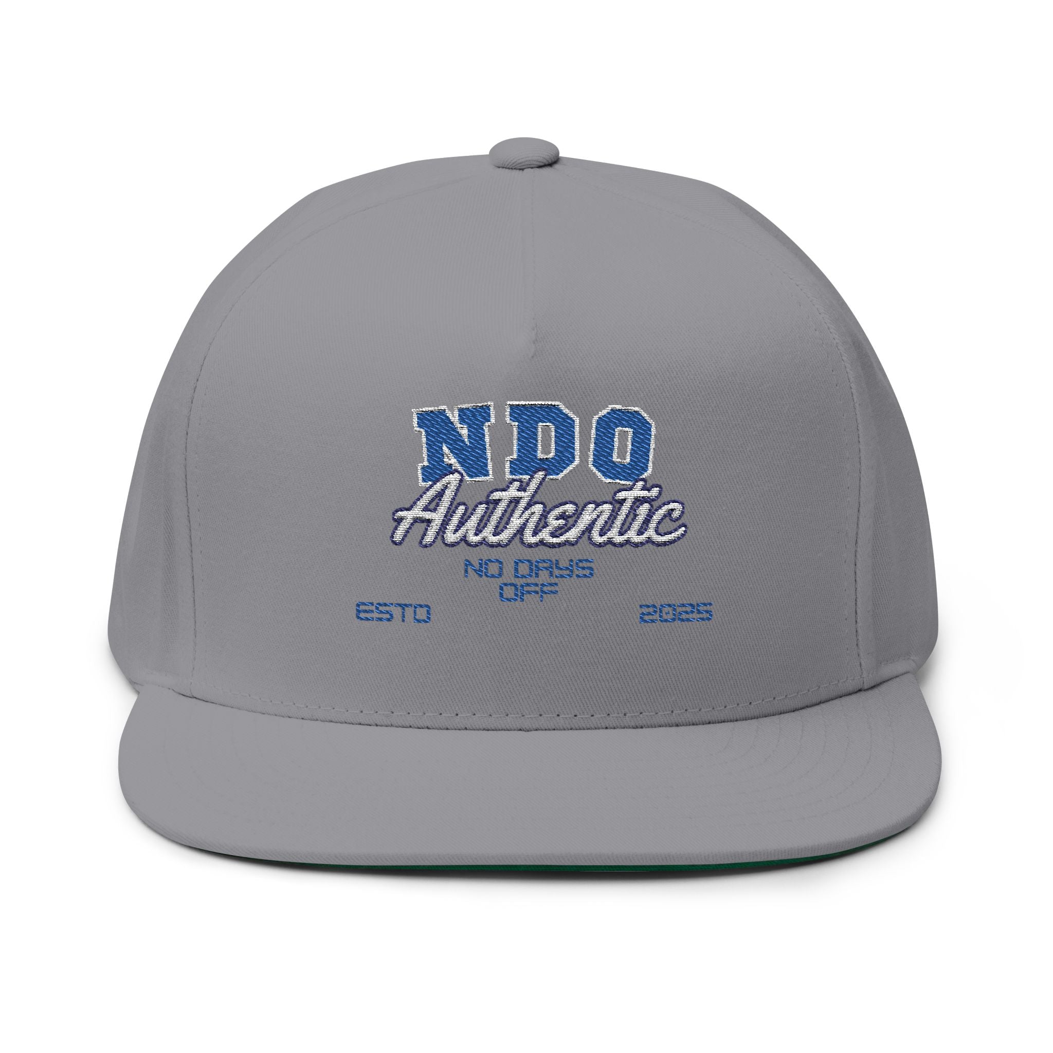 Flat Bill Cap — "NDO Authentic" Embroidered Snapback Hat