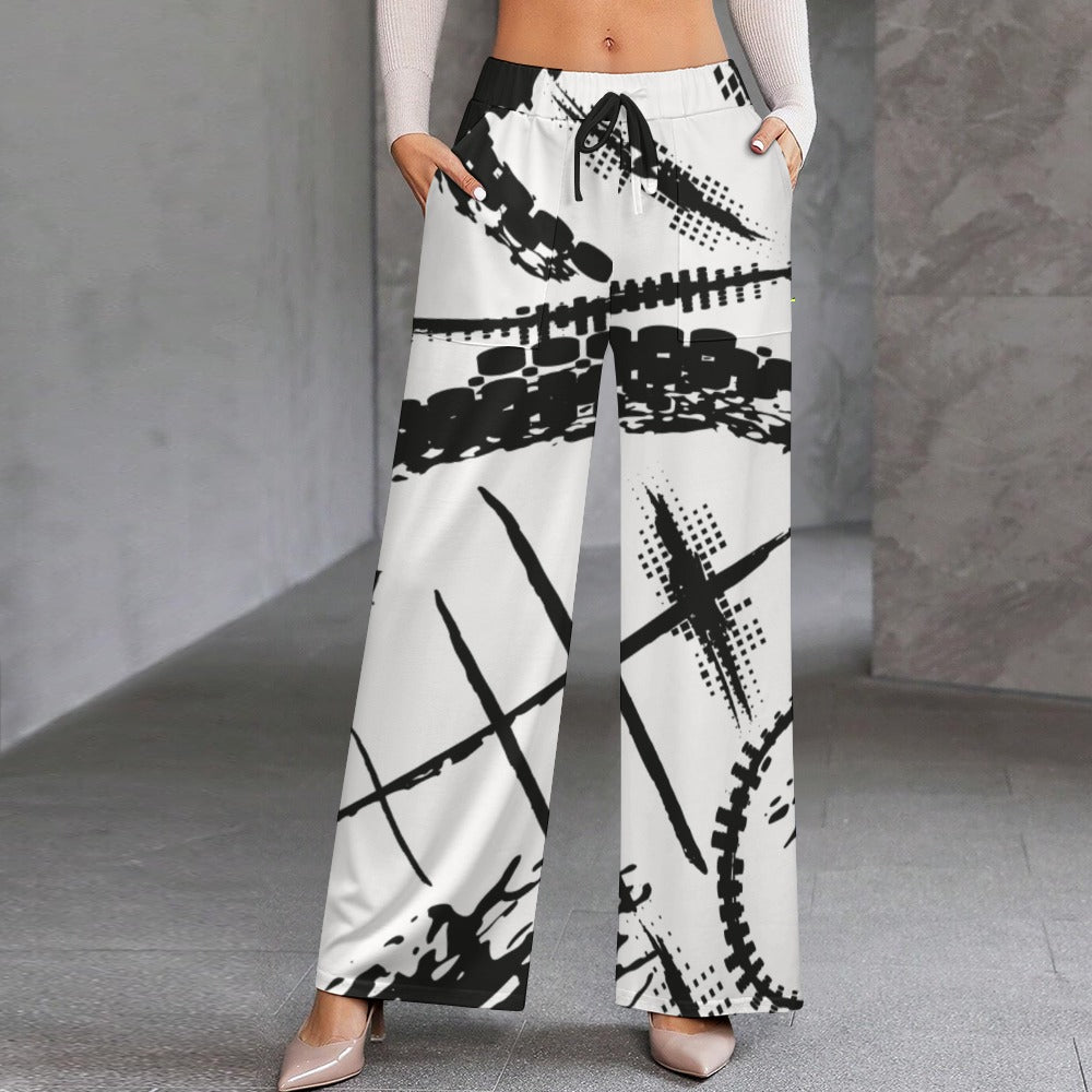NDO Black & White Art Women's wide-leg pants
