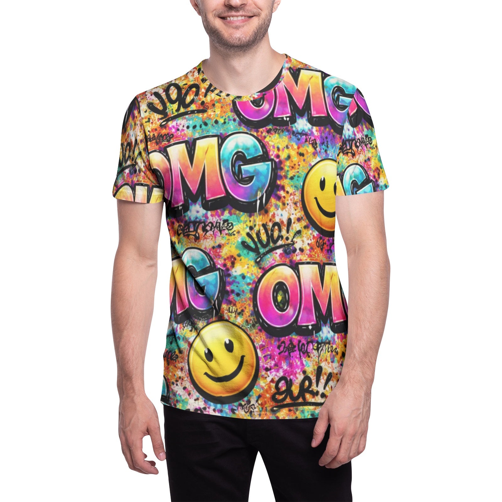 NDO "OMG" Men's All-Over Print Crew Neck T-shirts