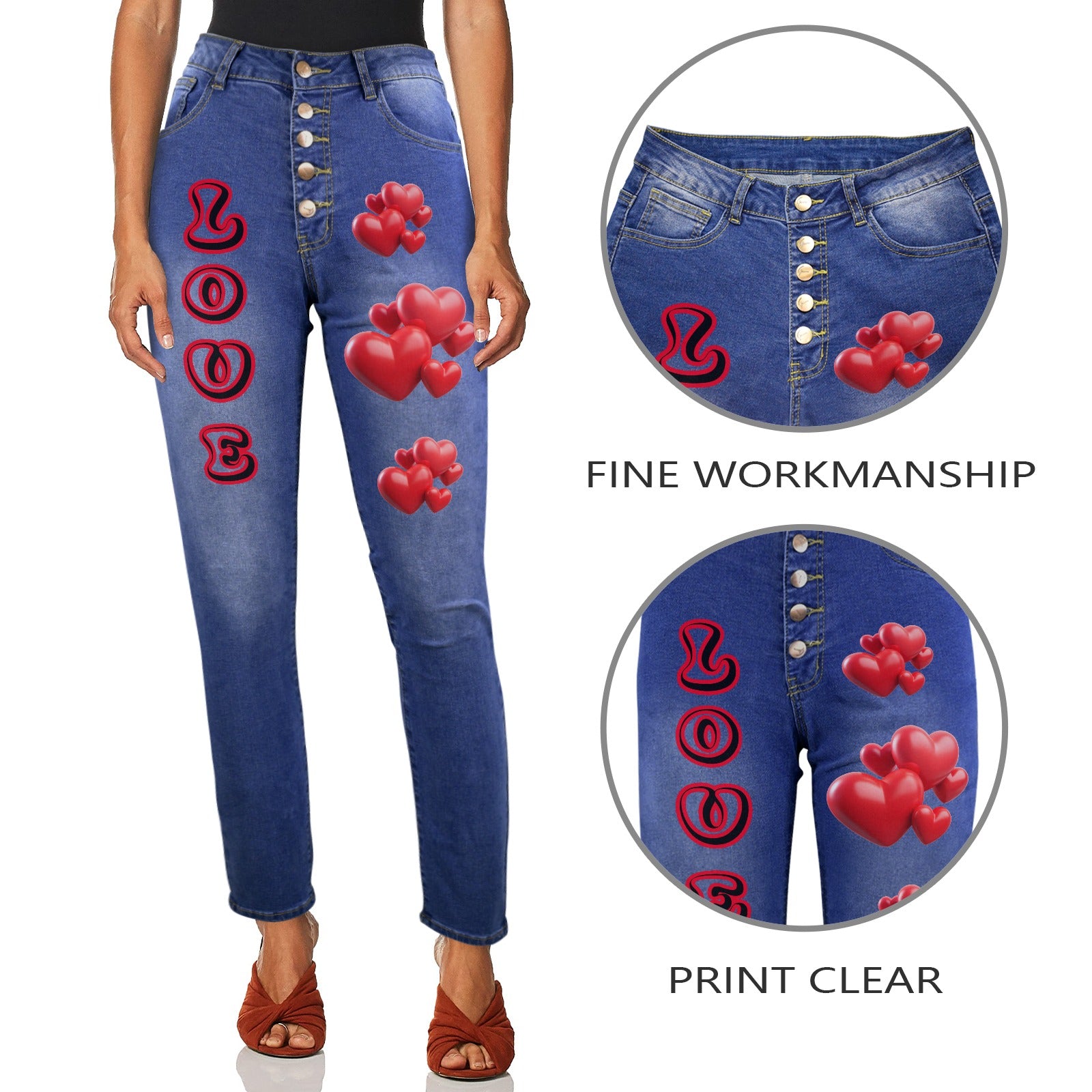 Women's Love Heart Jeans