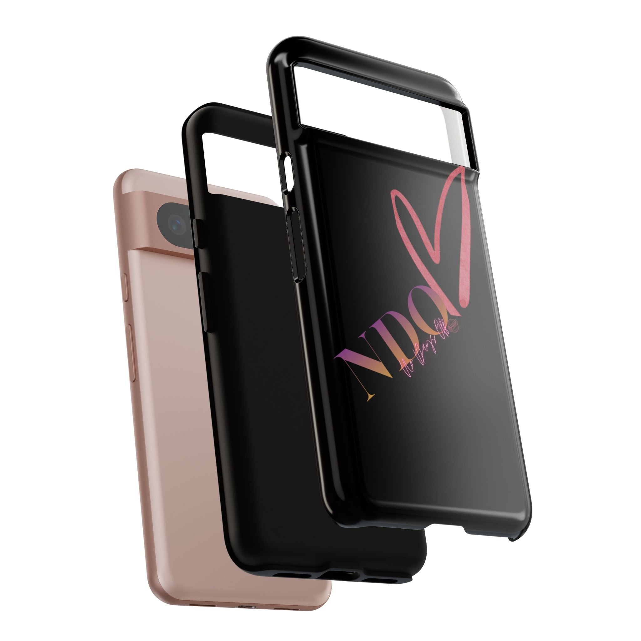 NDO Heart Phone Case – Slim Tough Protective iPhone Cover with Pink Heart Design