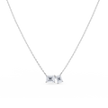 Emerald cut Toi et Moi  Necklace in white gold