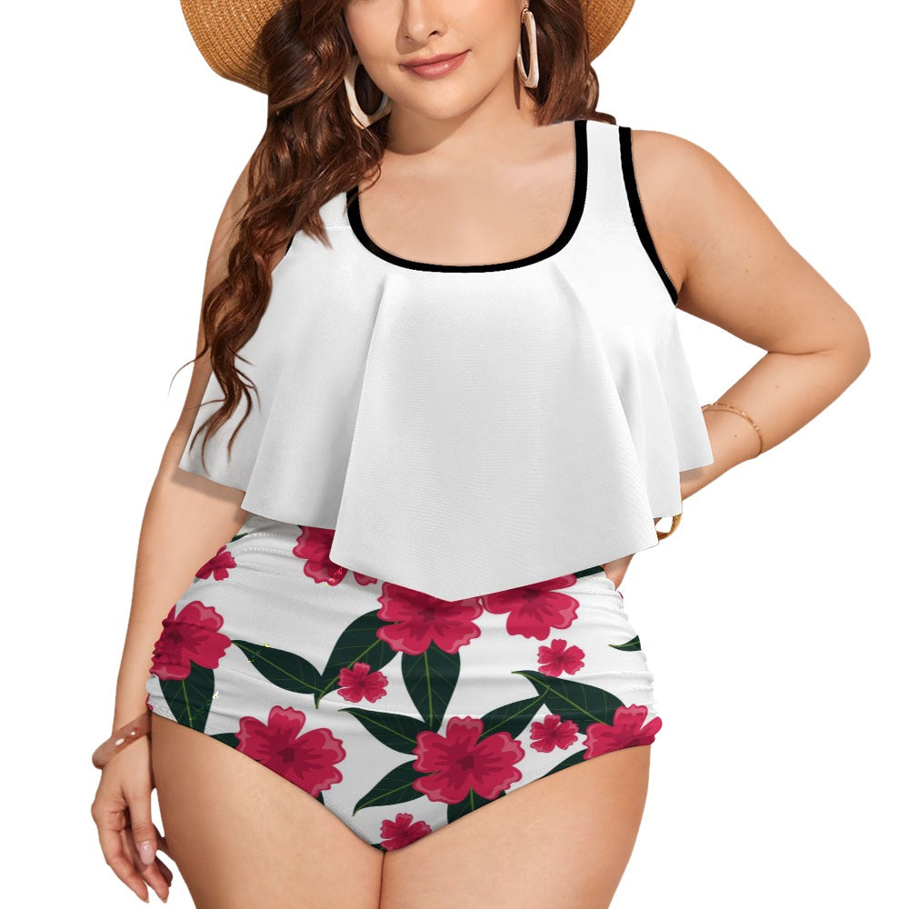 NDO-Plus Size Large Flower Bottom Bikini Swimsuit