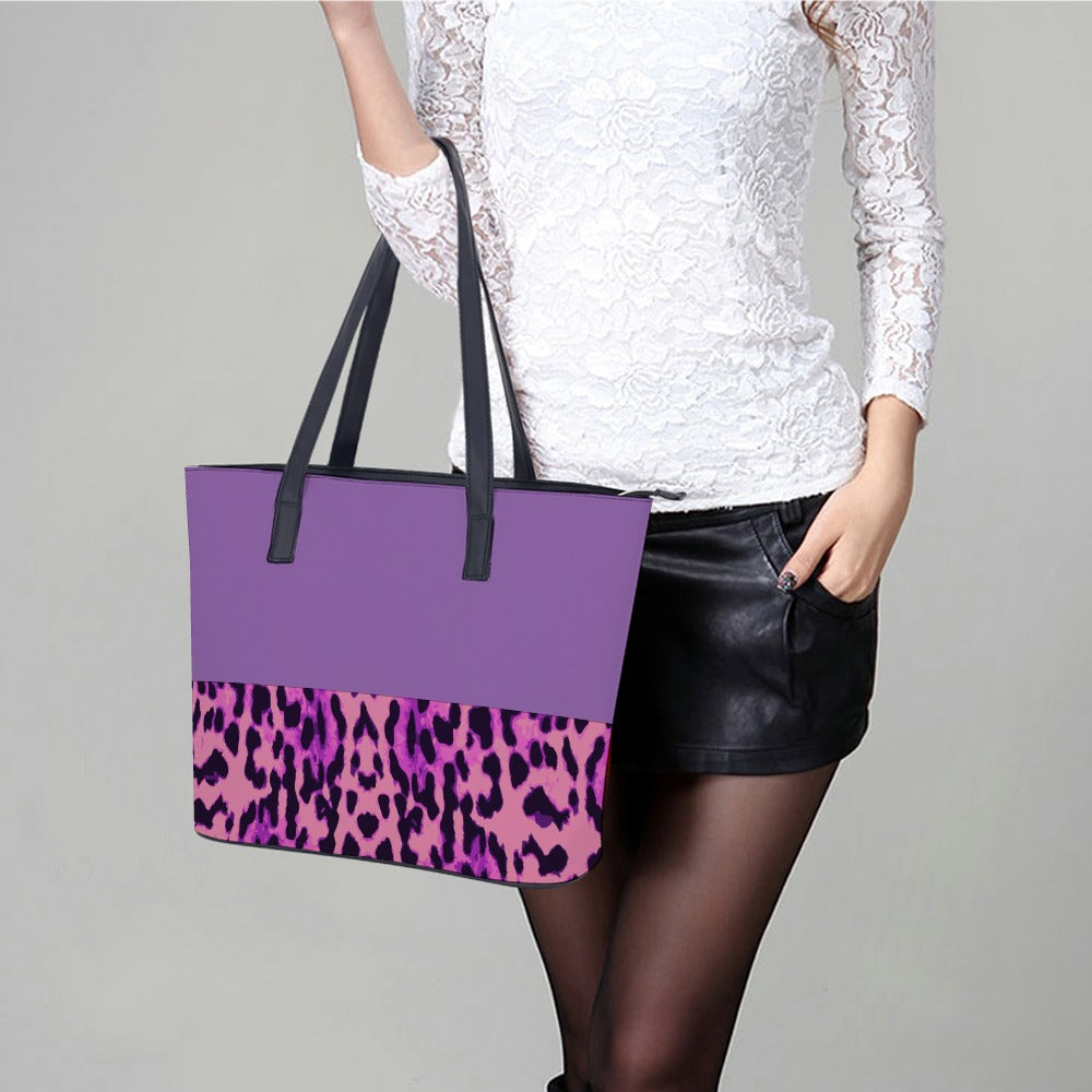NDO Designs Purple Leopard Designer Leather Handbag