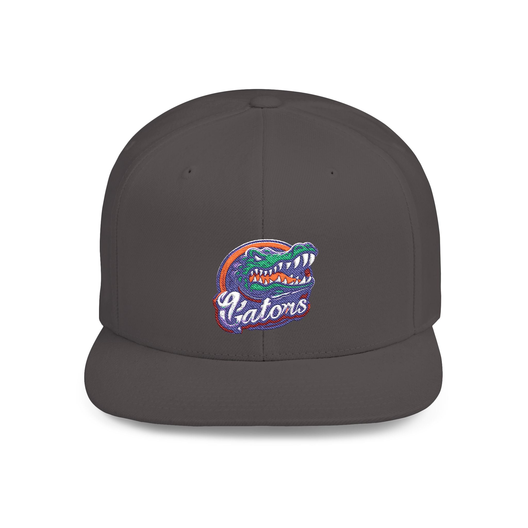 Florida Gators White Flat Bill Snapback Hat with Colorful Gator Logo