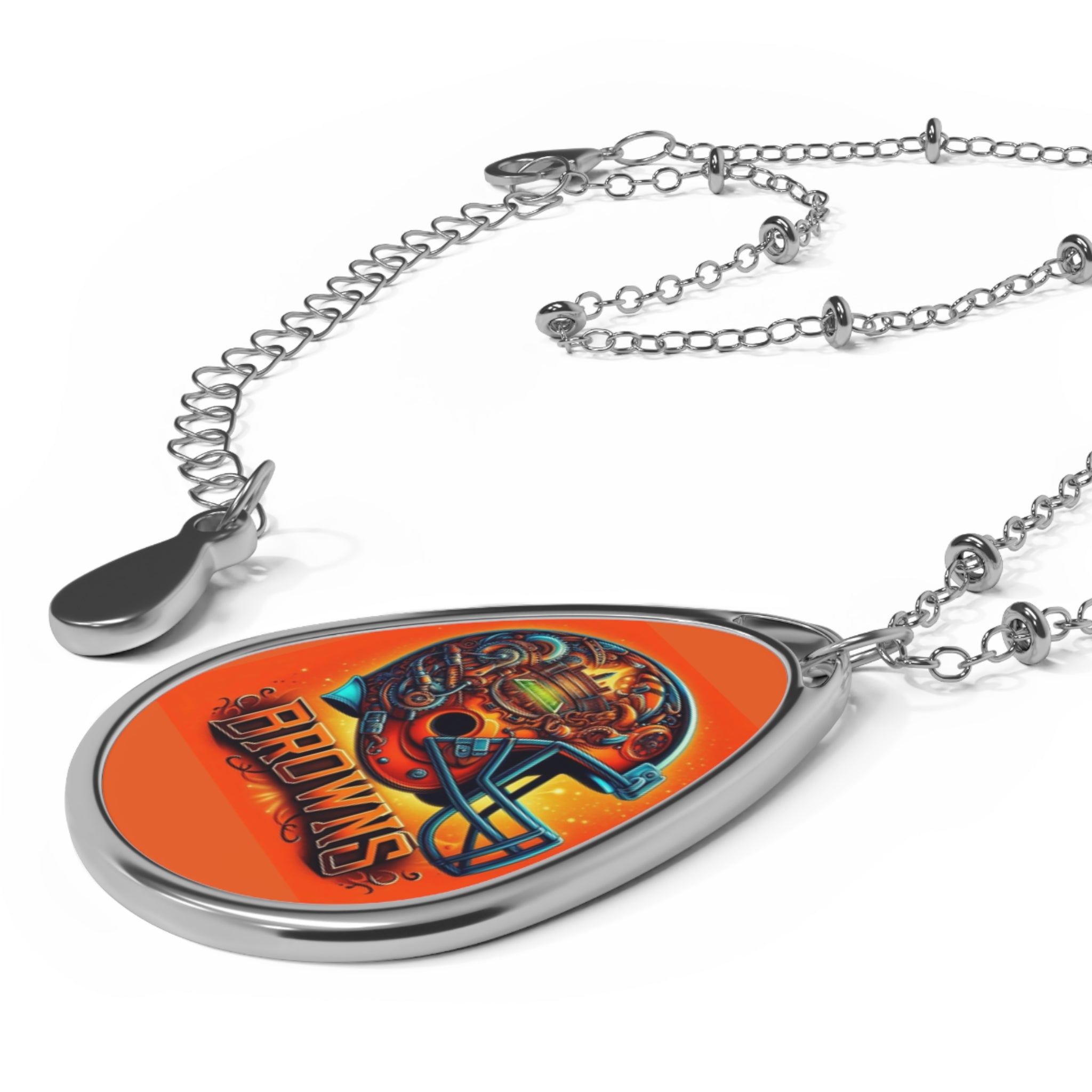 Cleveland Browns Oval Pendant Necklace — Team Logo Football Jewelry