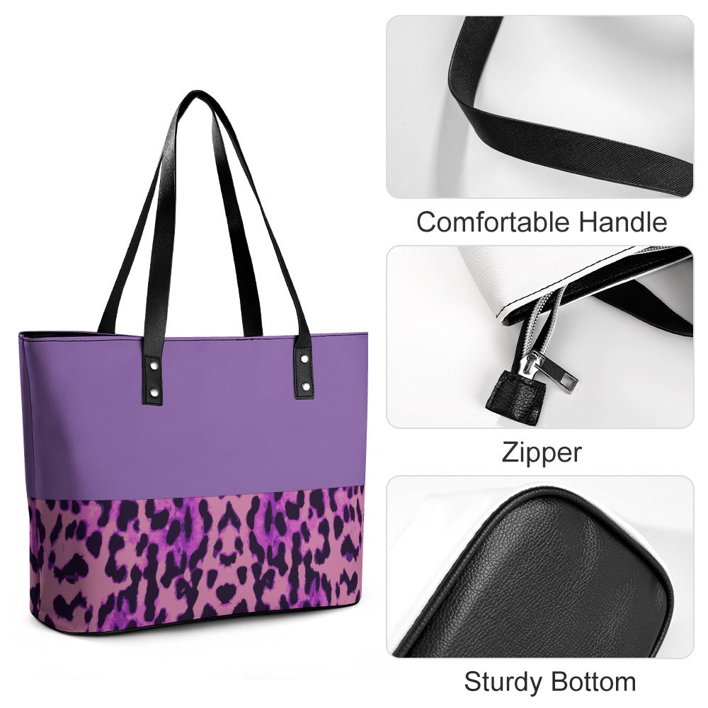 NDO Designs Purple Leopard Designer Leather Handbag