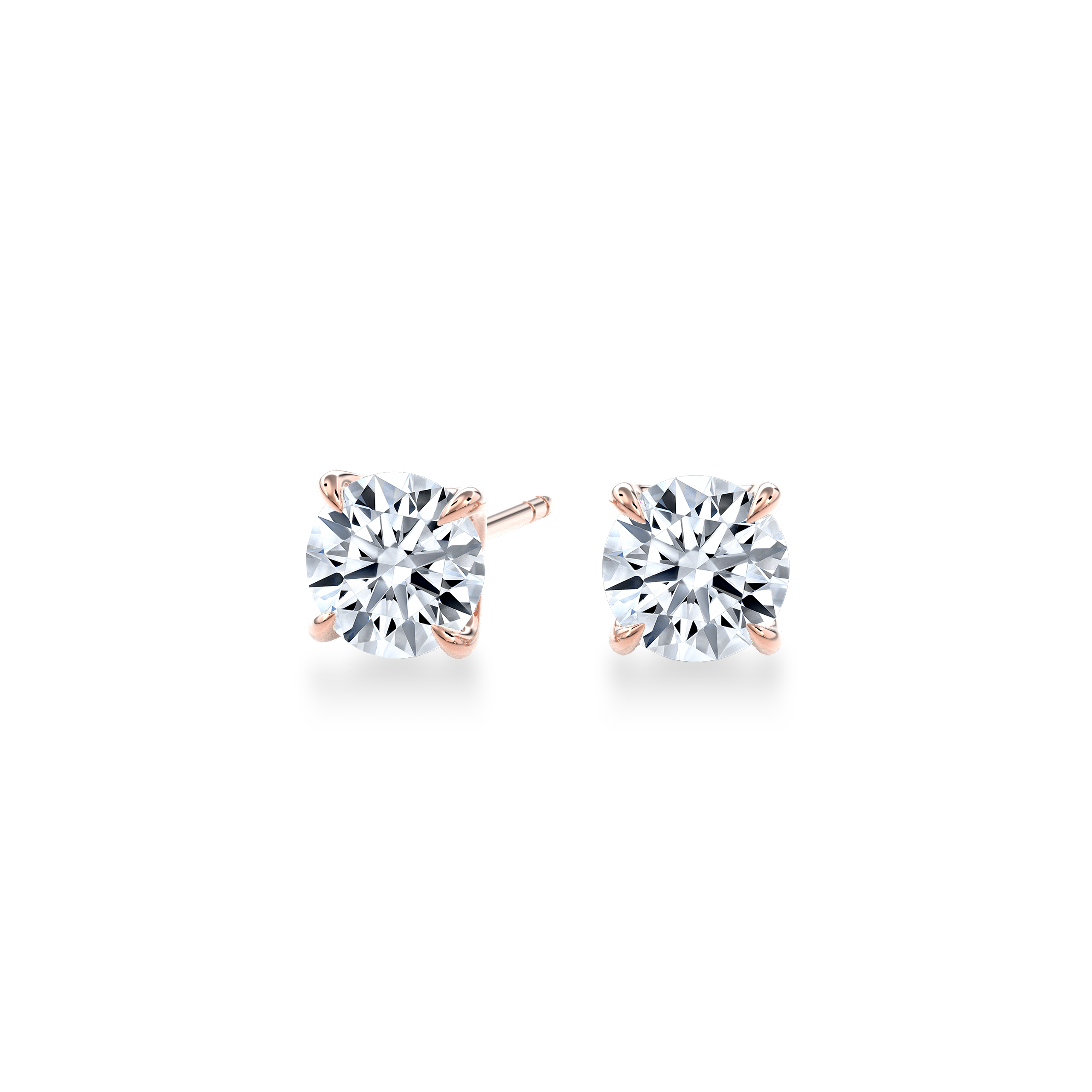 Dia Solitaire Single Stud Earring Round•Rose Gold