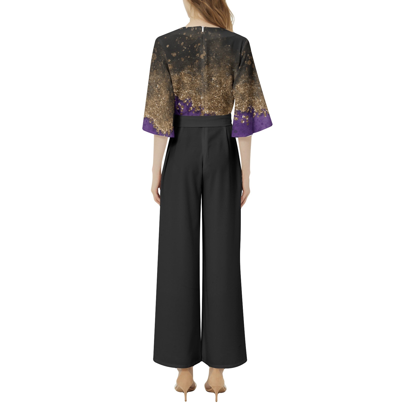 NDO Purple Bliss Dolman Sleeve Belted Wide Leg Jumpsuit