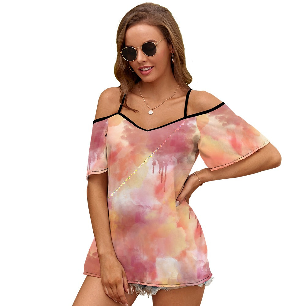 Casual Ladies Off Shoulder Sling Short Sleeve Top