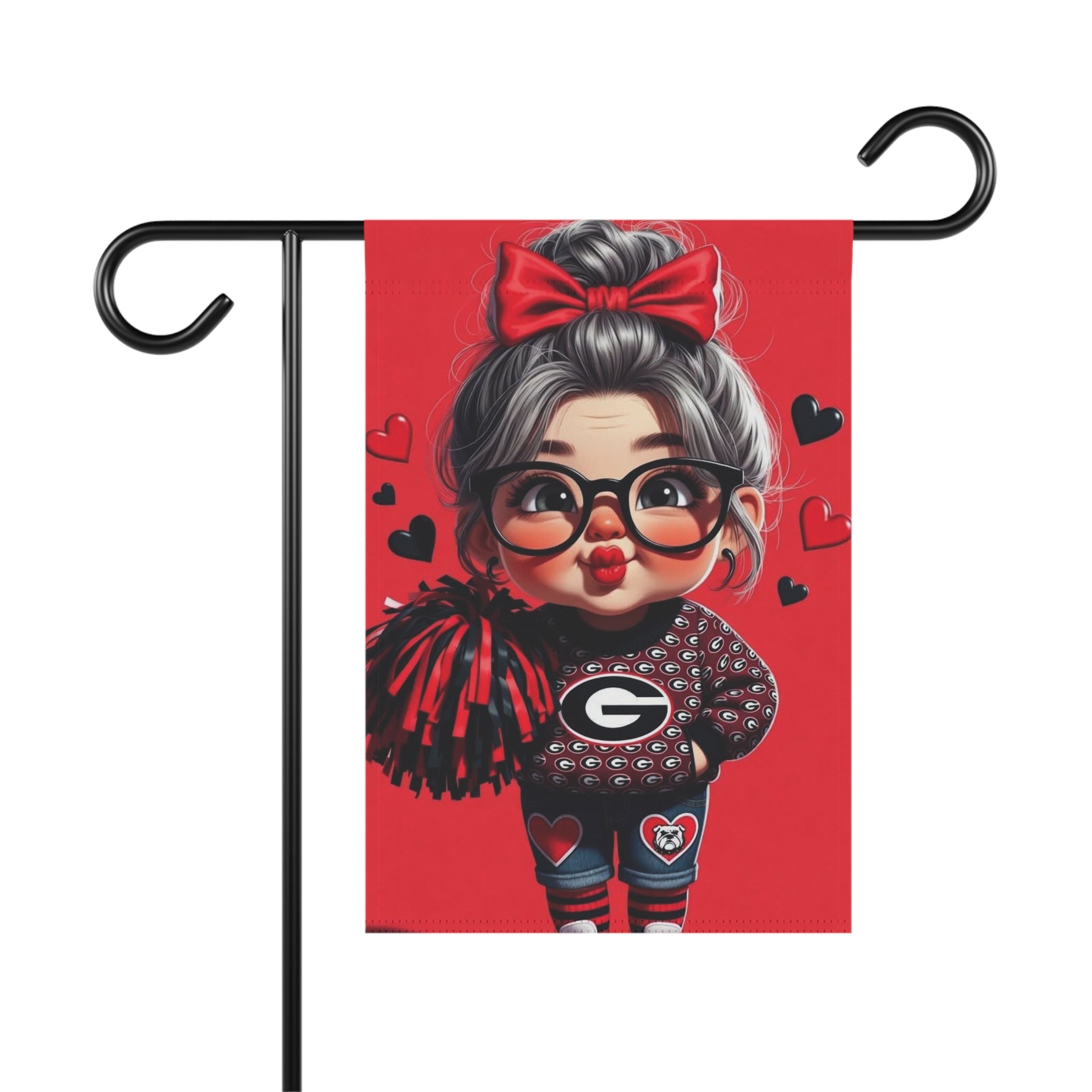 Georgia Bulldogs Garden Flag — Cute Cheerleader Granny Yard Banner