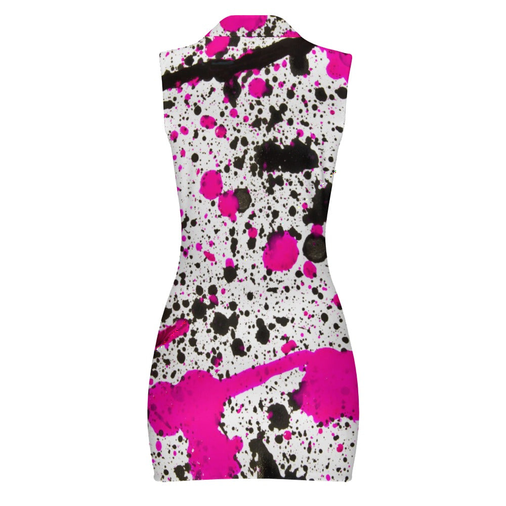 Women's Short Sleeve Dress with Short Zipper