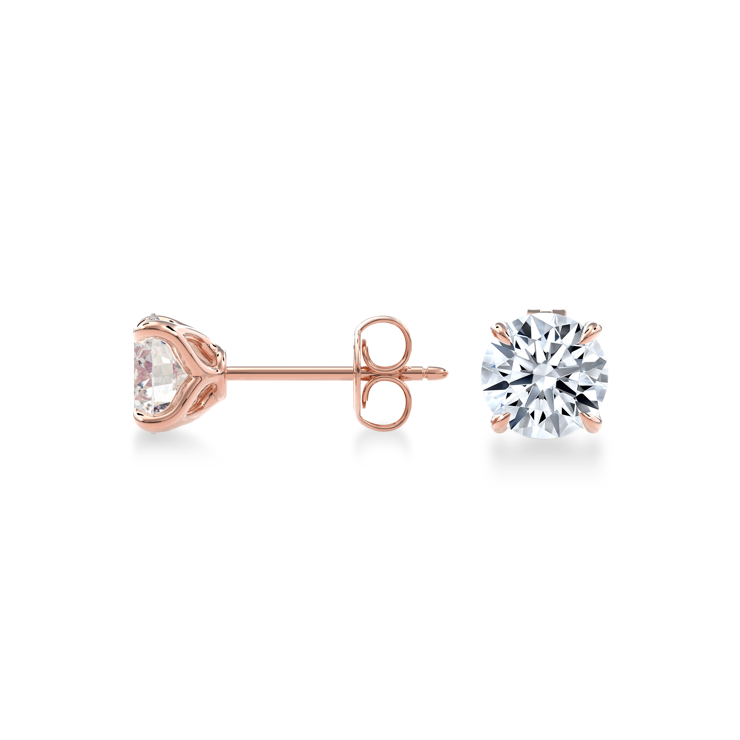 Dia Solitaire Single Stud Earring Round•Rose Gold