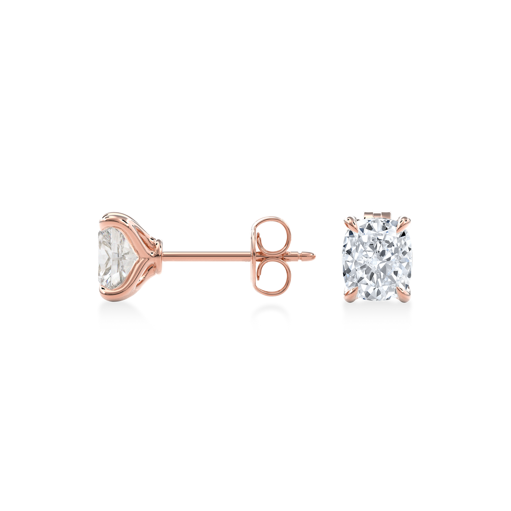 Dia Solitaire Single Stud Earring Cushion•Rose Gold