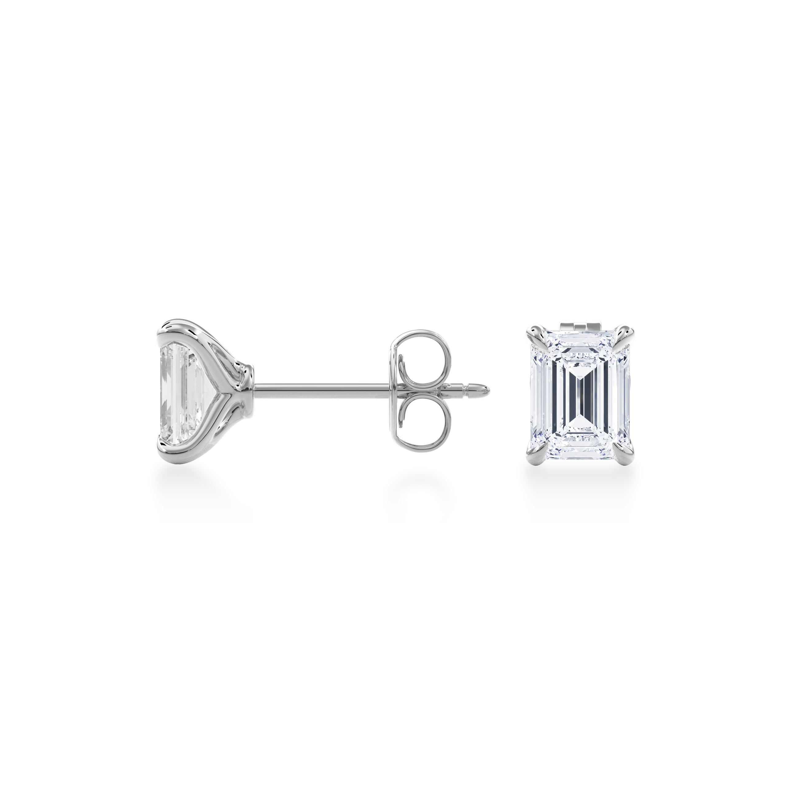 Dia Emerald LGD Classic Stud Earring in 14K White Gold