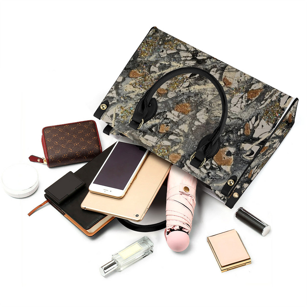 NDO Designs Painting Inspired Luxury Women PU Tote Bag - Black