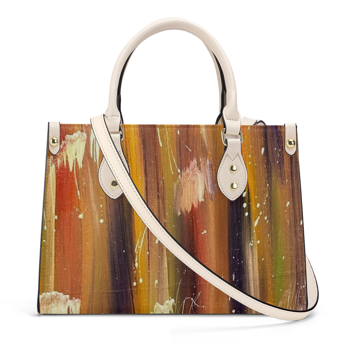 NDO Painting Inspired Luxury Women PU Tote Bag - White