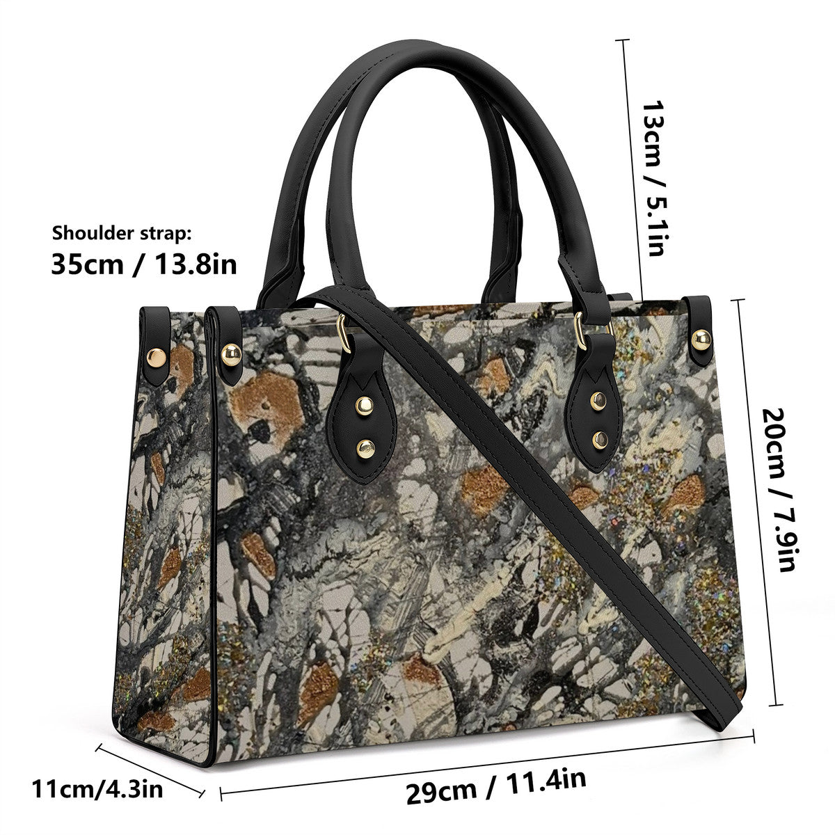 NDO Designs Painting Inspired Luxury Women PU Tote Bag - Black