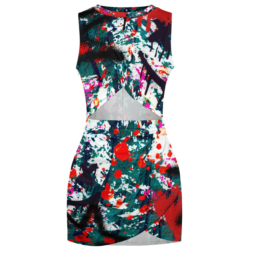 NDO Designs Graffiti Navel-Baring Cross-Fit Hip Skirt