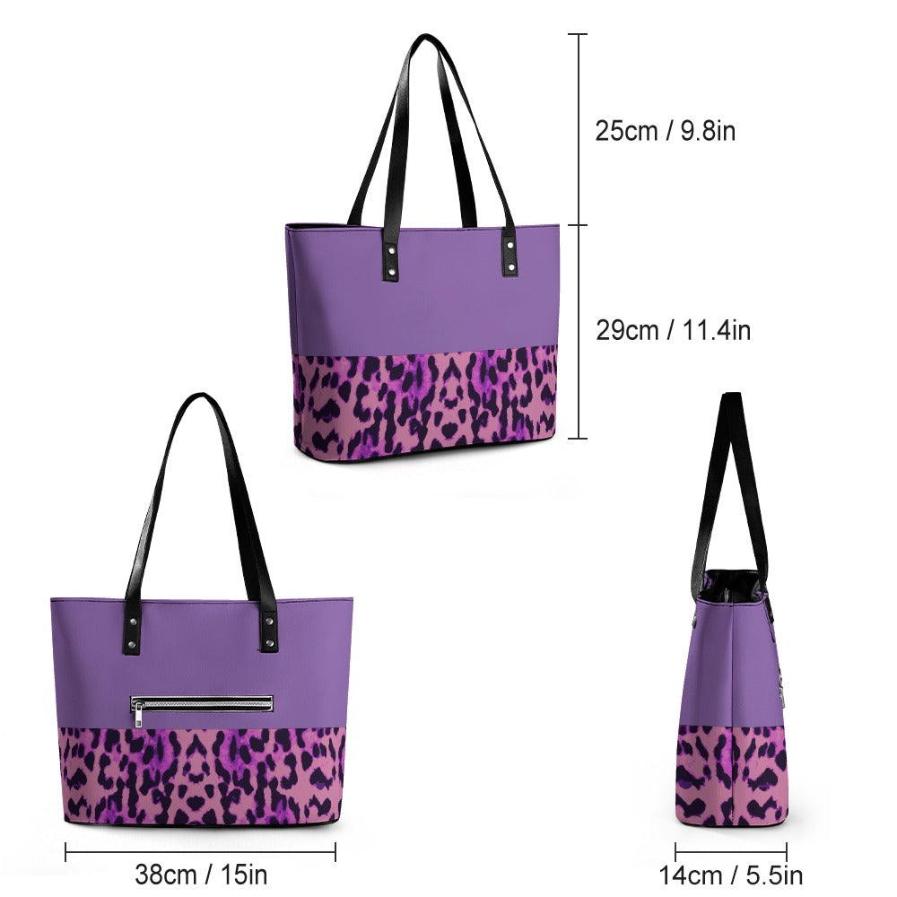 NDO Designs Purple Leopard Designer Leather Handbag