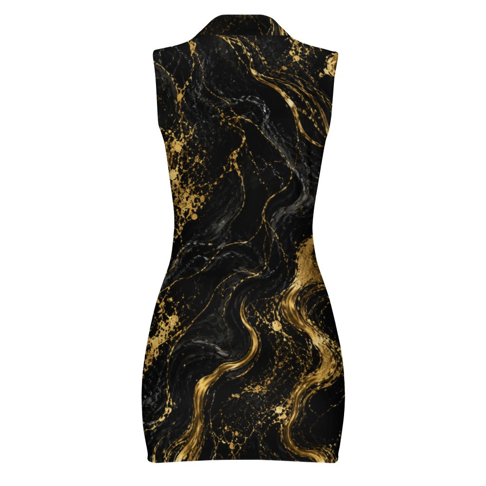 Women's Short Sleeve Dress with Short Zipper