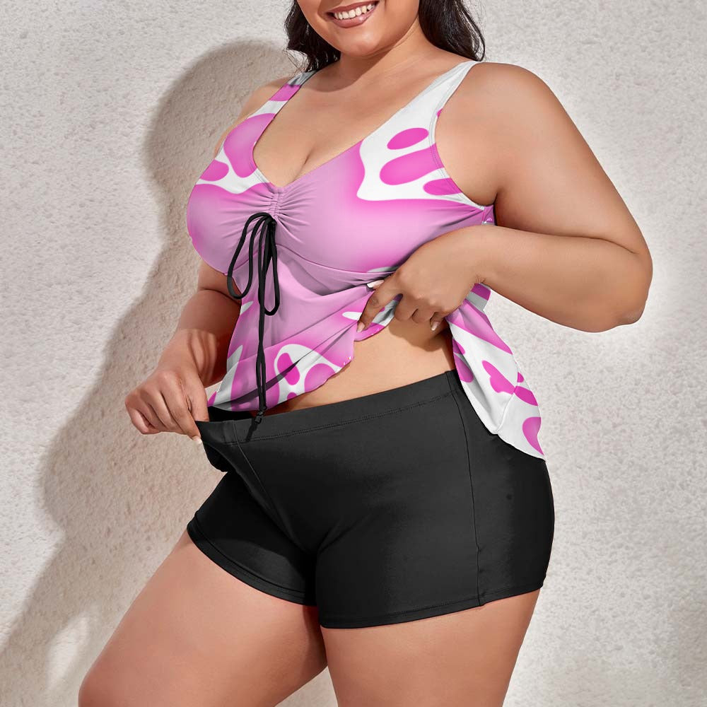 Plus Size Pink Splat Women's split swimsuit
