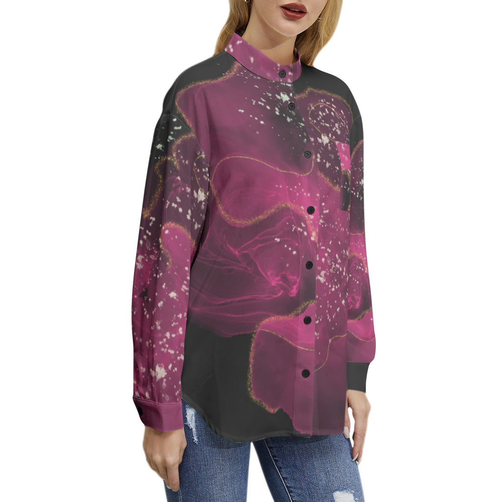 NDO Purple Horizon Long Sleeve Button Up Casual Shirt Top