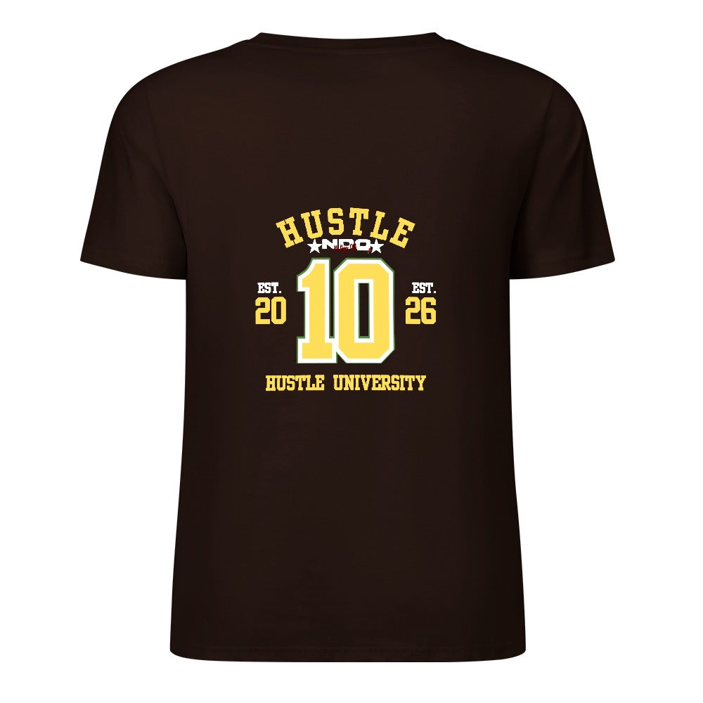 NDO Brown Hustle University New  Pure cotton short sleeved T-shirt